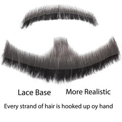 Fake Beard and Mustache Set, Realistic Black Facial Hair, Fake Beard for Me