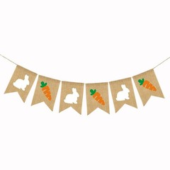Burlap Rabbit Radish Garland Banners, Bunny Burlap for Easter Decorations Hom…