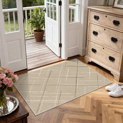 TTelephant 3×5 Area Rug Washable Entryway 3′ x 5′ (Rectangular), Line-beige