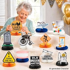 12 PCS Over The Hill Old Lives Matter Honeycomb Party Centerpiece