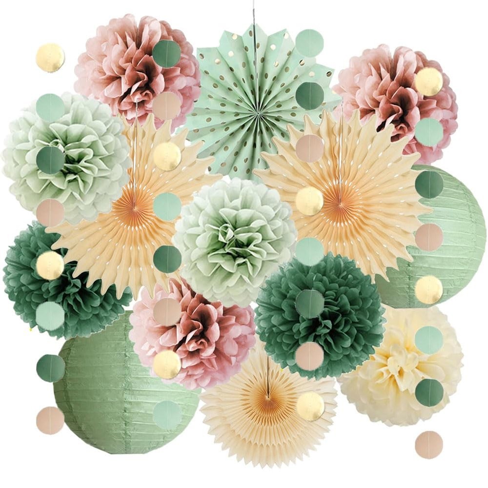 Sage Green and Dusty Pink Party Decorations Olive Sage Green and Dusty Rose P…