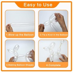 100Pcs Clear 260 Balloons Transparent Long Balloons for Balloon Garland Thick…
