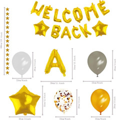 66 Pieces Welcome Back Balloon Banner Decorations Kit with Gold Welcome Back and