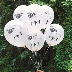 10Pcs Cartoon Sheep Print Balloon Animal Balloons Birthday Party Decorations UK