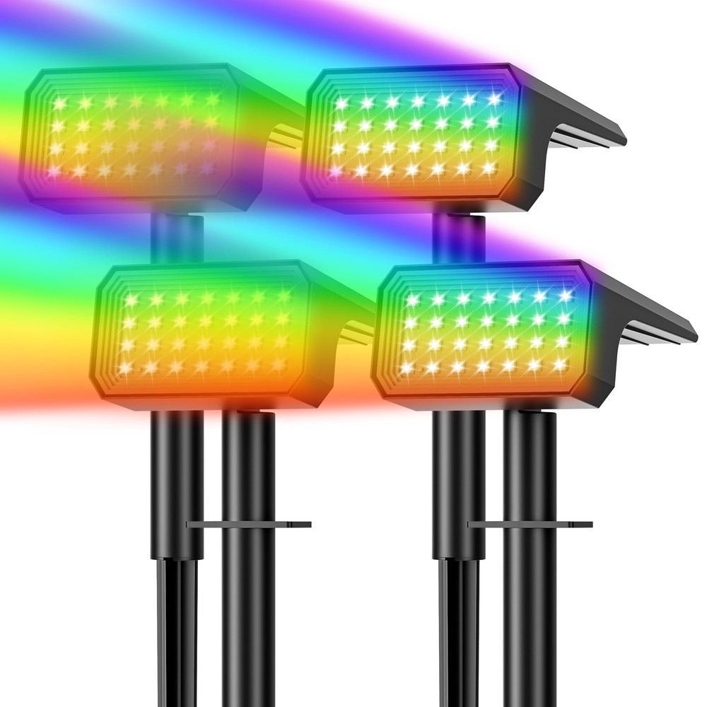 Solar Spot Lights Outdoor Color Changing, [4 pack/28 LED] 7 Modes Auto On/Off…