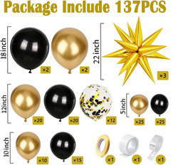 Black & Gold Balloon Arch Kit, Black & Gold Party Decorations for Birthday NEW