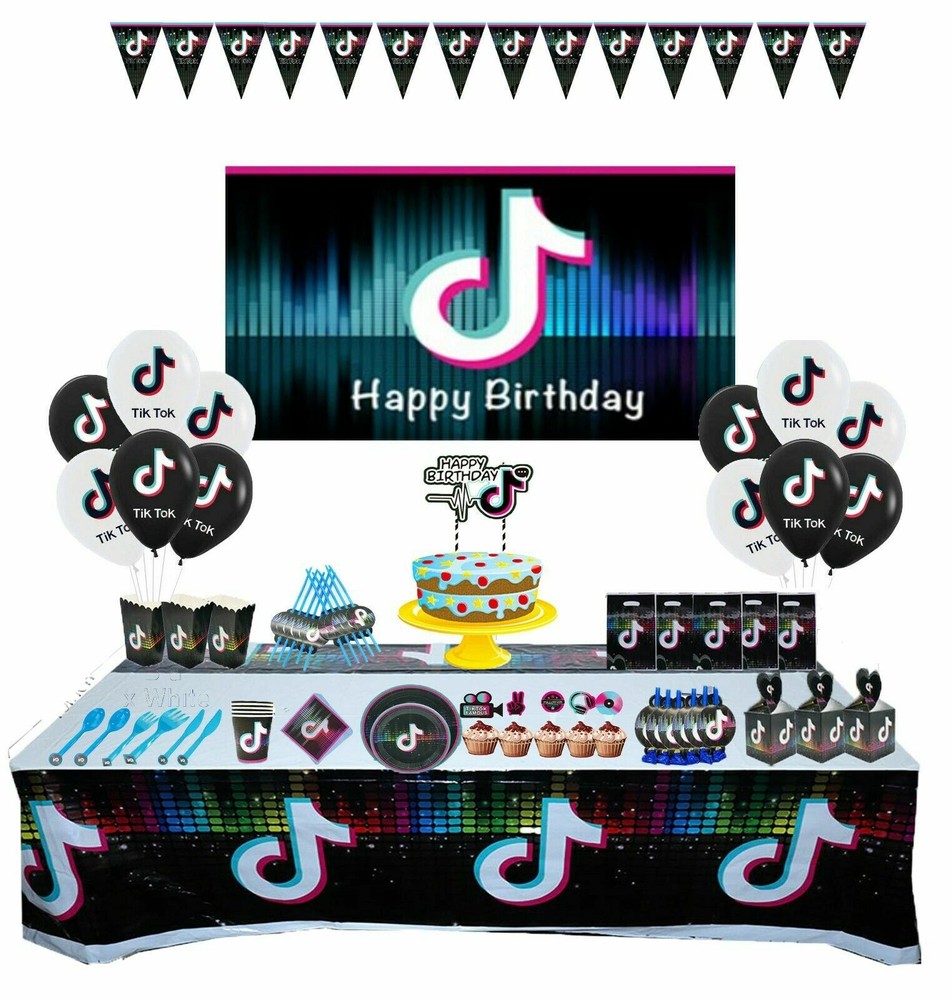 Best set kids music party birthday decoration banner plates cover