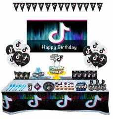 Best set kids music party birthday decoration banner plates cover