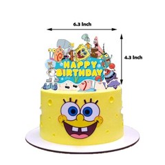 SpongeBob SquarePants Birthday Party Supplies Set，Balloons Banner Cake Toppers