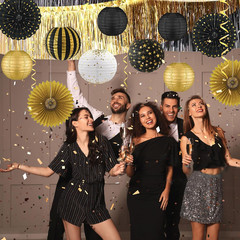 Black and Gold Party Decorations Set for Birthday Graduation Wedding Anniversary