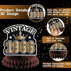 60th Birthday Party Decorations – Vintage 1966 Banner, Black Balloons & Cake Top