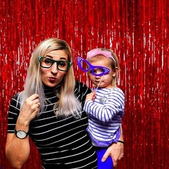 Red Foil Fringe Curtain Backdrop Metallic Tinsel Streamers 3.28×6.56 Ft 4 Pack