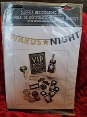 BLACK, SILVER & GOLD CHEVRON BUFFET DECORATING KIT (18pc) ~ Adult Party Supplies