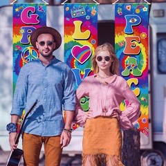 3 Pieces 60s Party Decorations Groovy Love Peace Banners Hippie Porch Signs 1…