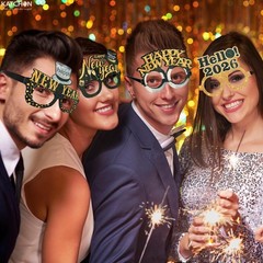 New Years Glasses 2026 – Plastic Gold and Black – Party Supplies for NYE