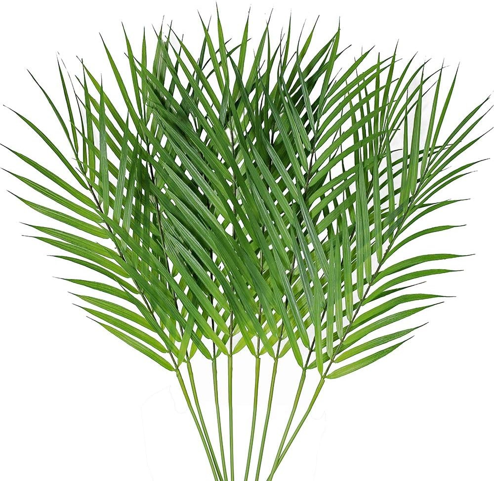 8 Pcs Artificial Areca Palm Leaves Stems Faux Leaf Greenery Green