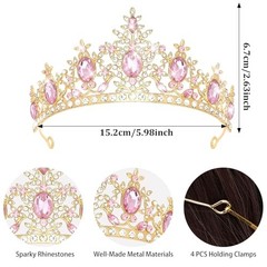 Birthday Headband for Women，Queen Crown Happy Party Decorations One Size Pink
