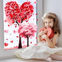 Valentine’s Day Window Clings Window Stickers Love Heart Tree Double-Sided Glass