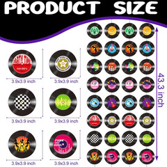 8Pcs Vinyl Records Theme Garlands for Rock and Roll Party Hanging Decorations Re