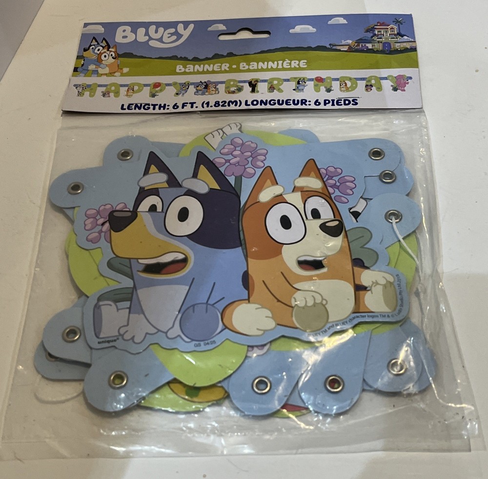 Bluey “Happy Birthday” 6 Ft. Banner, NIP, By Unique Industries/BBC Studios