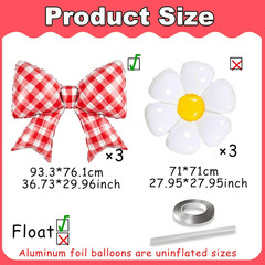 Red Bow Balloons Gingham Bows Balloons Red and White Christmas Decor Pizza Party
