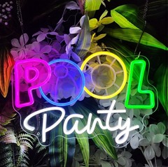Pool Party Neon Sign for Wall Decor,Pool Party Decorations 16.5″ x 11″