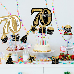 70th Birthday Centerpiece Sticks Gold Glitter Table Toppers Party Decor 24 Packs
