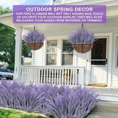 20 Bundles Artificial Lavender Flowers for Outdoors, UV Resistant Fake Plants…