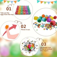 30 Pack Party Confetti Eggs Cascarones, Explosion Eggs with Confetti Inside, …