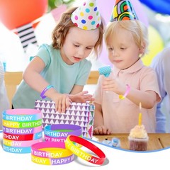CHRORINE Happy Birthday Rubber Bracelets 12 Styles Silicone Wristbands for Cl…