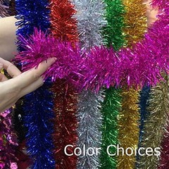 Allgala Turquoise Tinsel Garland, 50 Feet Christmas Metallic Foil Tinsel Garland