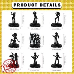 9 Pcs Glitter 70s Dancing Disco Centerpieces for Table Black 70s Disco Dancer…