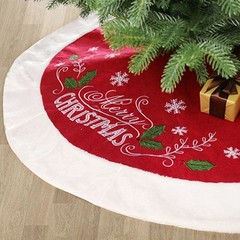 Merry Christmas Letter Print Red Christmas Tree Skirts Soft Thick Non-woven