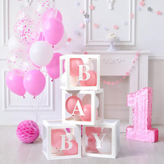 Baby Boxes With Letters 4 Transparent Balloon For Gender Reveal Birthday Wedding