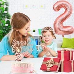 Rose Gold 2nd Birthday Decorations Set for Girls – Sash, Tiara, Cake Topper, Bal