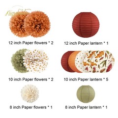 NICROLANDEE Fall Wedding Decorations, 12 PCS Orange Maple Leaf Paper Lanterns…