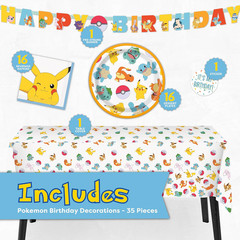 Pokemon Birthday Decorations Party Supplies for 16 – Officially Licensed Tablecl