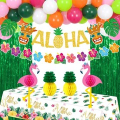 Tropical Luau Party Decorations Set – Hawaiian Aloha Summer Beach Party Suppl…