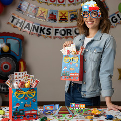 32 Pcs Train Party Decoration Train Themed Paper Eyeglasses Photo Booth Props Tr