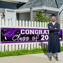 Graduation Decorations 2026 Yard Sign Large Class of 2026 Banner Purple Congr…