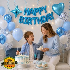 Paready Blue White Birthday Decorations