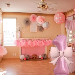 40 Inch Pink Number Balloons 21 Inch Pink Bow Balloons Pink 1 Balloon Number1