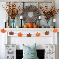 DAZONGE Fall Decor, Fall Decorations for Home, Felt Pumpkin Garland and Wood