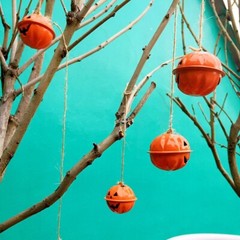 20Pcs 4cm 1.6″ DIY Halloween Pumpkin Head Bells Tree Decorations Hanging Decor
