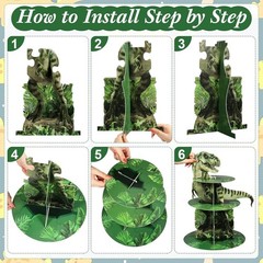 3 Tier Dinosaur Cupcake Stand Party Decorations Dinosaur Theme Cupcake Holder…