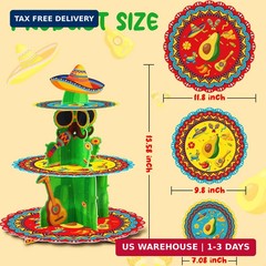 Fiesta Party Decorations – 3 Tier Mexican Birthday Party Cupcake Stand & Topper