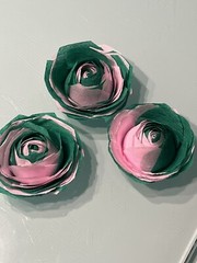 6 Crepe Paper Flowers Wicked Themed Pink & Green Party Decor Streamer 2” Inch