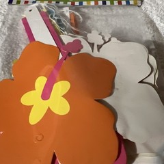 6 Piece Hibiscus Luau Hanging Paper Fan Decorations Hawaiian Party Supply NIP