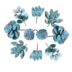 Urier 10 Pieces Fake Succulent Plant,Mini Artificial Blue