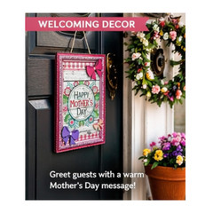 Happy Mother’s Day Hanging Decoration with Flowers and Bows – 2 Pieces